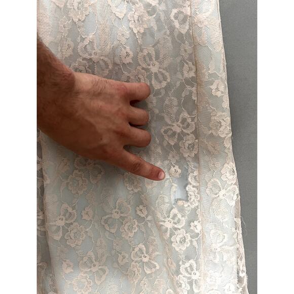 Vintage 60s Odette Barsa Lace Overlay Robe Dressing Gown M/L Fairy Coquette FLAW - Picture 8 of 15